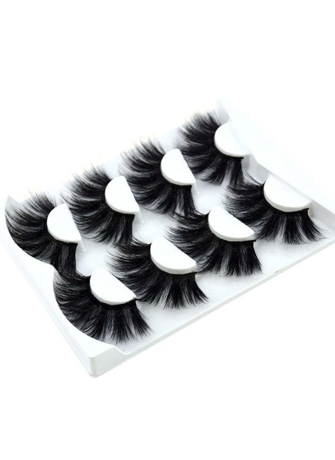NEW 4 Pairs 3D Mink Hair False Eyelashes Criss-cross Wispy Cross Fluffy length 25mm Lashes Extension Handmade Eye Makeup Tools (MDR-5)
