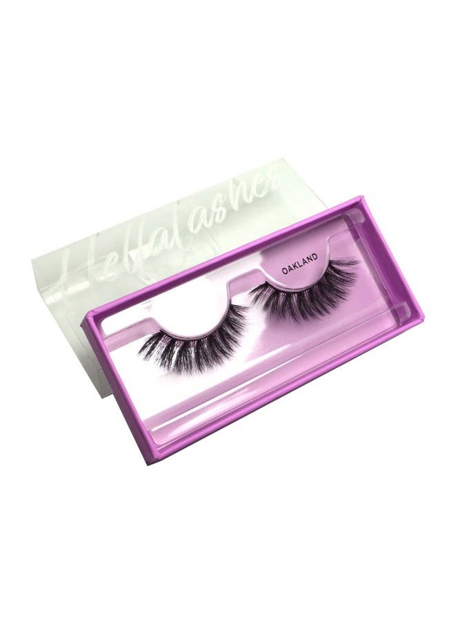 KARA BEAUTY Style L4 Hellalashes 8D Faux Mink Lashes Lightweight Synthetic Fiber in 8 Dimensional Layers OAKLAND - Delicate, Short-Flared, 1 Pair