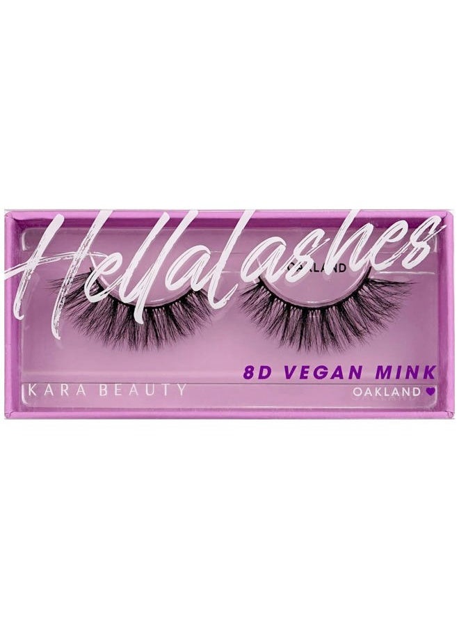 KARA BEAUTY Style L4 Hellalashes 8D Faux Mink Lashes Lightweight Synthetic Fiber in 8 Dimensional Layers OAKLAND - Delicate, Short-Flared, 1 Pair