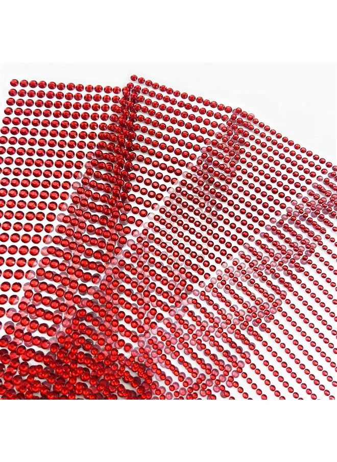 4 Sheets Eye Body Face Gems Jewels Rhinestone Stickers Red Multiple Size Self Adhesive Crystal Makeup Diamonds Face Tattoos for Christmas Valentine's Festival Accessory Nail Art Decorations