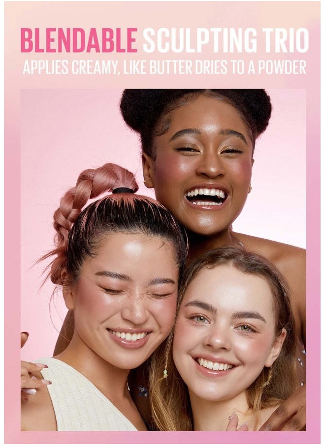 KAJA 3 Colors Palette - Play Bento_Mochamallow | Powder Blusher, Highlighter, Cream Bronzer, Creamy Application, with Mango Seed Butter, Powdery Finish, Easy Finger Application, Lightweight Formula