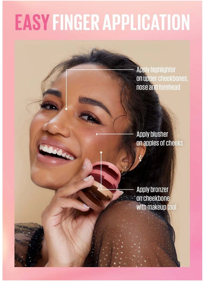 KAJA 3 Colors Palette - Play Bento_Mochamallow | Powder Blusher, Highlighter, Cream Bronzer, Creamy Application, with Mango Seed Butter, Powdery Finish, Easy Finger Application, Lightweight Formula