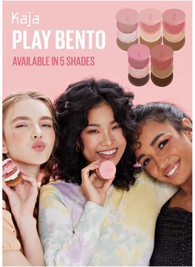 KAJA 3 Colors Palette - Play Bento_Mochamallow | Powder Blusher, Highlighter, Cream Bronzer, Creamy Application, with Mango Seed Butter, Powdery Finish, Easy Finger Application, Lightweight Formula
