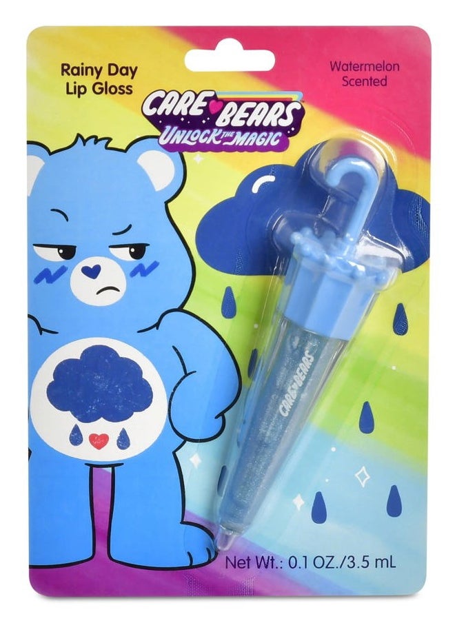 Care Bears Grumpy Bear Sparkle Lip Gloss in Umbrella Shaped Tube, Watermelon Scent