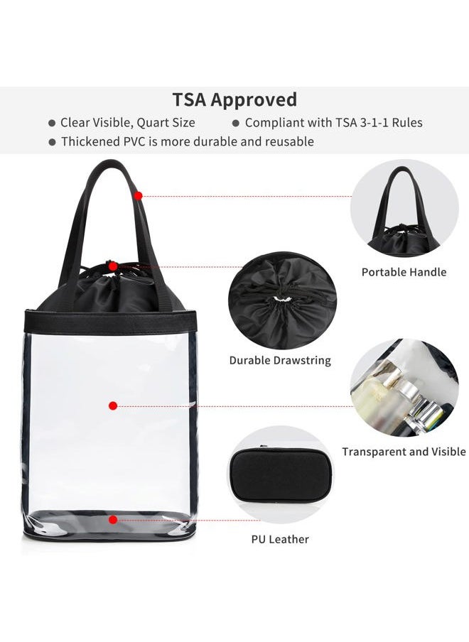 Clear Toiletry Bag, Travel Toiletry Bag for Women, TSA Approved Toiletry Bag, Waterproof Clear Makeup Bag Cosmetic Pouch, Transparent Makeup Organizer, Carry on Airport Airline Compliant