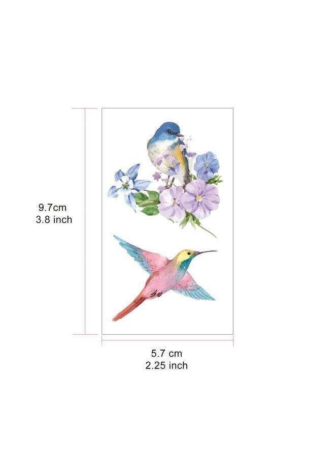 Everjoy Watercolor Flowers Birds Realistic Temporary Tattoos 40+ Designs Waterproof Tattoos for Women and Men 20 Pcs