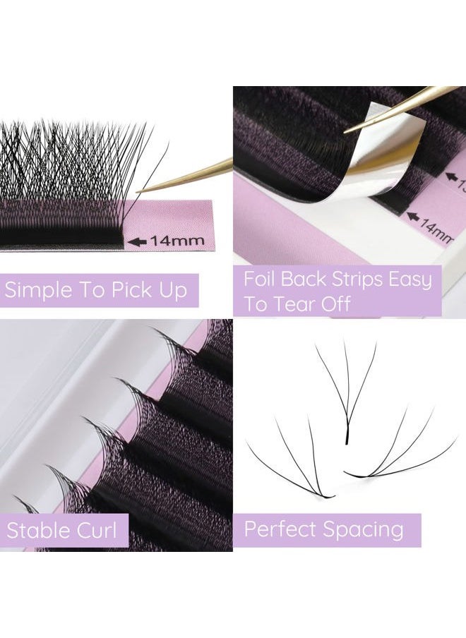 W Lash Extensions D Curl .07mm 8-14mm Mix Tray Premade Volume 3D Fans Eyelash Extension .07 Mix W Type Wispies Soft Eye Lashes Supplies by EMEDA （0.07 D 8-14mm）