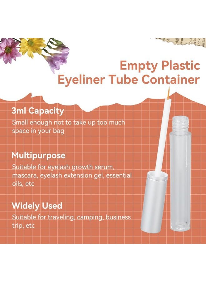 5PCS 3ml Empty Eyeliner Tube Container, Plastic Leak Proof Refillable Liquid Container with Rubber Stopper Eyelash Serum Bottle for Traveling Camping