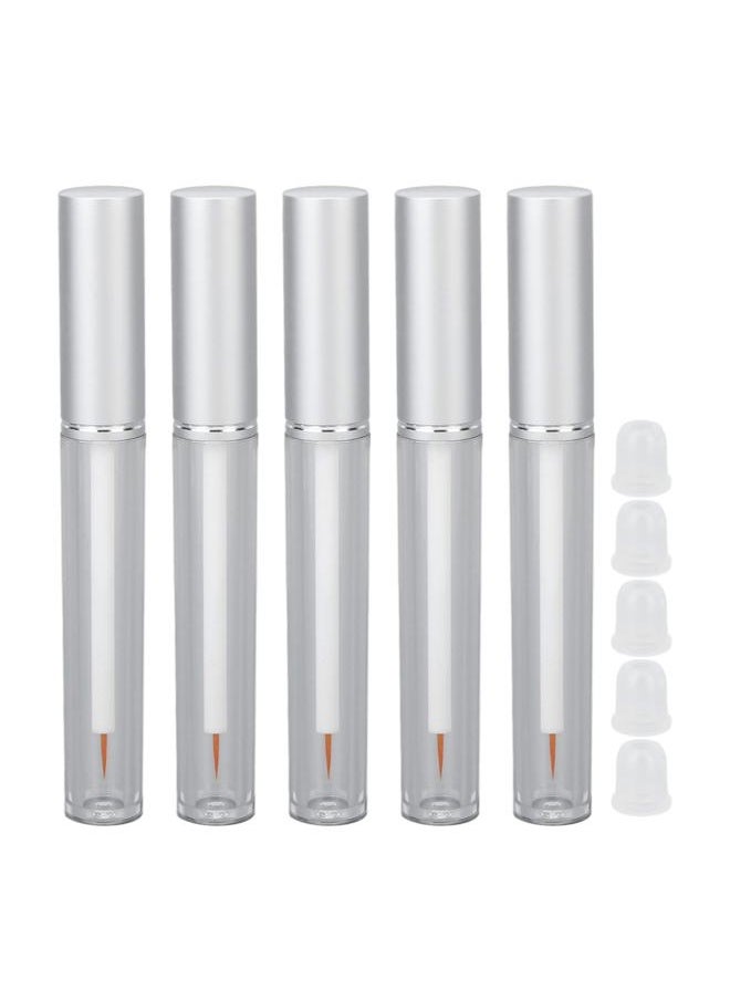 5PCS 3ml Empty Eyeliner Tube Container, Plastic Leak Proof Refillable Liquid Container with Rubber Stopper Eyelash Serum Bottle for Traveling Camping