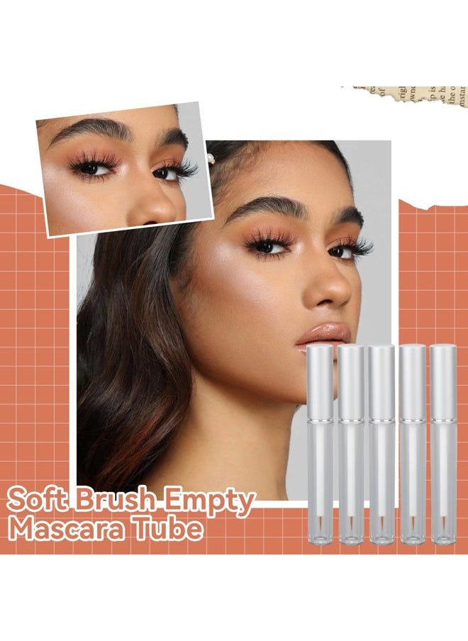 5PCS 3ml Empty Eyeliner Tube Container, Plastic Leak Proof Refillable Liquid Container with Rubber Stopper Eyelash Serum Bottle for Traveling Camping