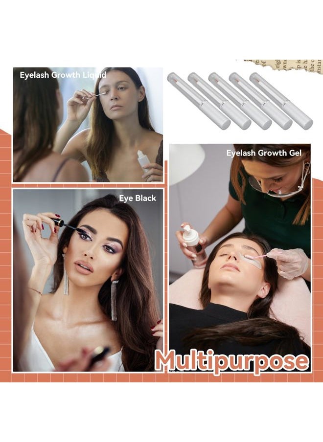 5PCS 3ml Empty Eyeliner Tube Container, Plastic Leak Proof Refillable Liquid Container with Rubber Stopper Eyelash Serum Bottle for Traveling Camping