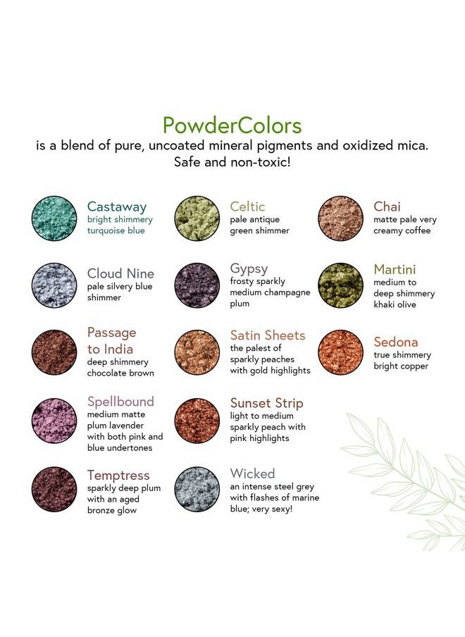 PowderColors, Clean Mineral Eye Shadow in Satin Sheets, Pale Sparkly Peach With Gold Highlights, Versatile, Portable, & Skin-Friendly, 2g