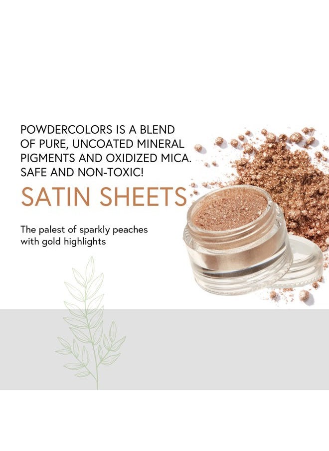 PowderColors, Clean Mineral Eye Shadow in Satin Sheets, Pale Sparkly Peach With Gold Highlights, Versatile, Portable, & Skin-Friendly, 2g