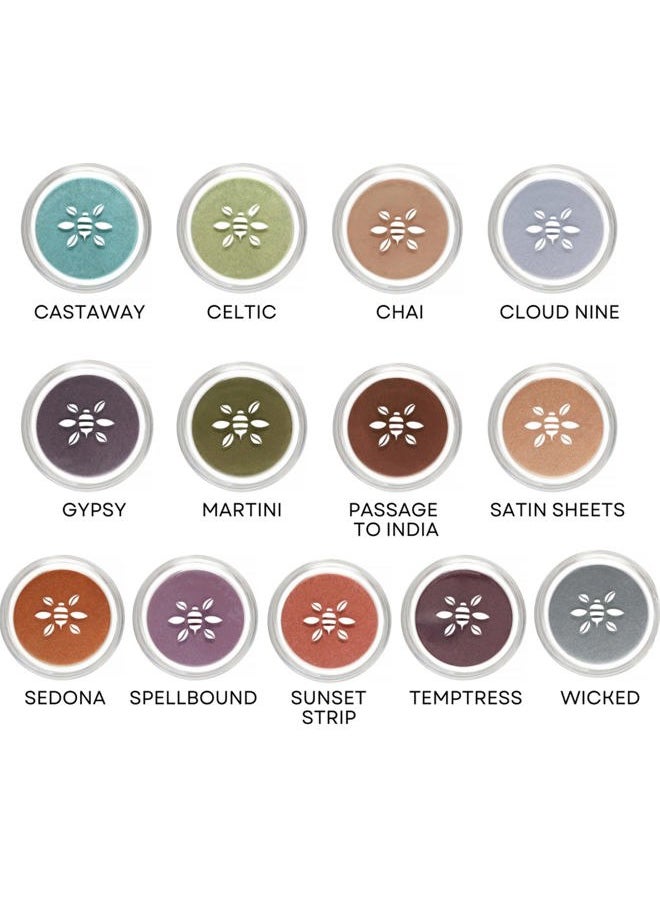 PowderColors, Clean Mineral Eye Shadow in Satin Sheets, Pale Sparkly Peach With Gold Highlights, Versatile, Portable, & Skin-Friendly, 2g