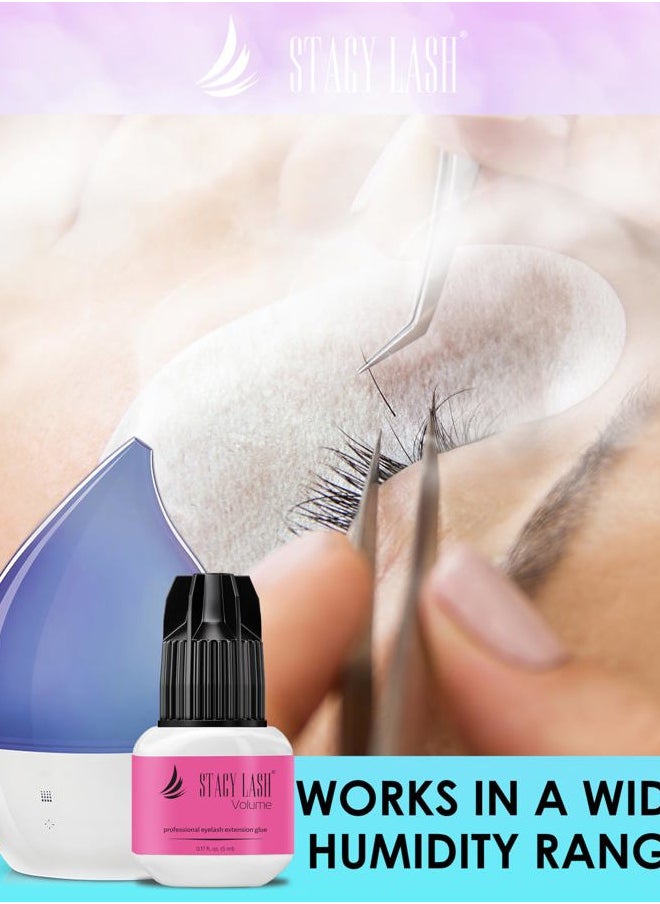 Volume Eyelash Extension Glue Stacy Lash 0.17fl.oz/5ml/3-4 Sec Drying Time/Retention 6 Weeks/Black Adhesive/Professional Supplies/Pegamento de Pestañas