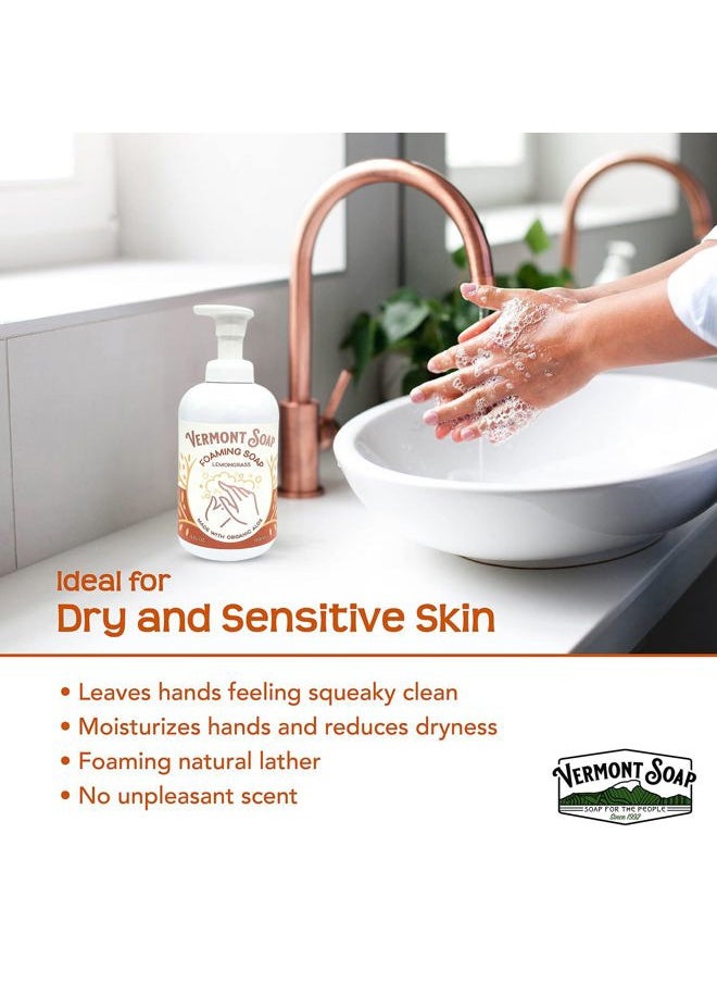 Organic Lemongrass Zen Foaming Hand Soap - Natural Moisturizing Soap for Dry Skin - Fragrance Free Liquid Bathroom Hand Soap Dispenser - Lemongrass Zen - 12 oz