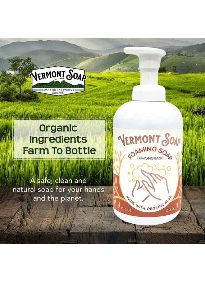 Organic Lemongrass Zen Foaming Hand Soap - Natural Moisturizing Soap for Dry Skin - Fragrance Free Liquid Bathroom Hand Soap Dispenser - Lemongrass Zen - 12 oz