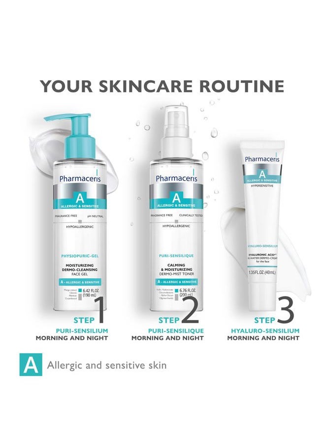 PHYSIOPURIC-GEL Moisturizing Dermo Cleansing Face Gel, Facial Cleanser, Gently Cleanses, Removes Impurities & Makeup, Hydrates & Soothes Allergic & Sensitive Skin, Face Wash, 6.42 fl oz