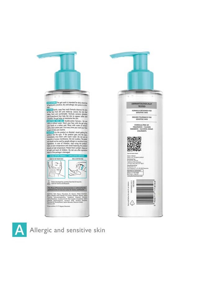 PHYSIOPURIC-GEL Moisturizing Dermo Cleansing Face Gel, Facial Cleanser, Gently Cleanses, Removes Impurities & Makeup, Hydrates & Soothes Allergic & Sensitive Skin, Face Wash, 6.42 fl oz