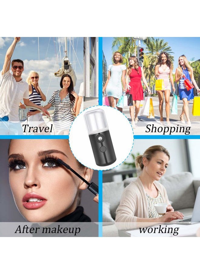 4 Pcs Nano Facial Mister Handy Nano Mist Sprayer 30ml Visual Water Tank Portable Face Steamer Mini USB Mister for Lash Extensions, Skin Care, Makeup(White, Light Pink, Blue, Pink)