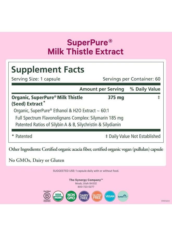 SuperPure Milk Thistle Extract | Liver Detox and Cleanse Supplement | Organic Milk Thistle Extract with Silymarin | for Healthy Liver Support (60 Capsules)