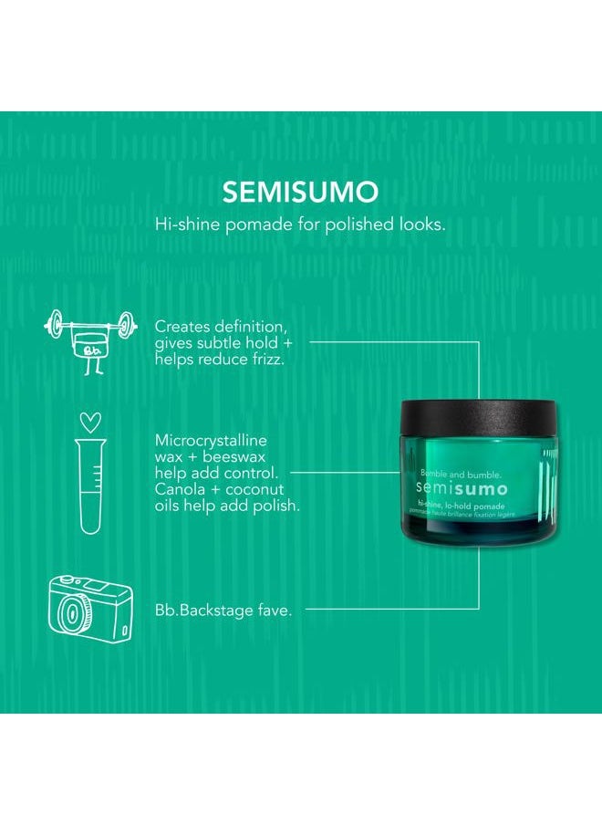 . Semisumo Hi-Shine Pomade | Anti Frizz | Subtle Hold, Hi-shine Finish | Curly, Wavy, Straight, 1.5 Ounce