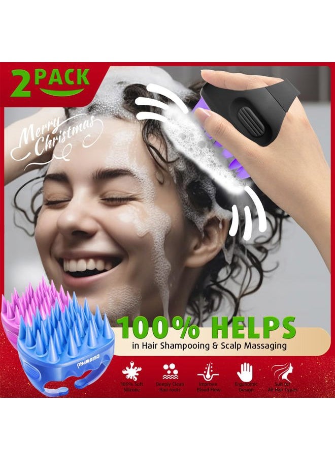 2-Pack Scalp Massager Shampoo Brush, Ultra Soft Silicone Scalp Scrubber Exfoliator Brush for Hair Growth & Dandruff Removal - 100% Fit All Hair Types