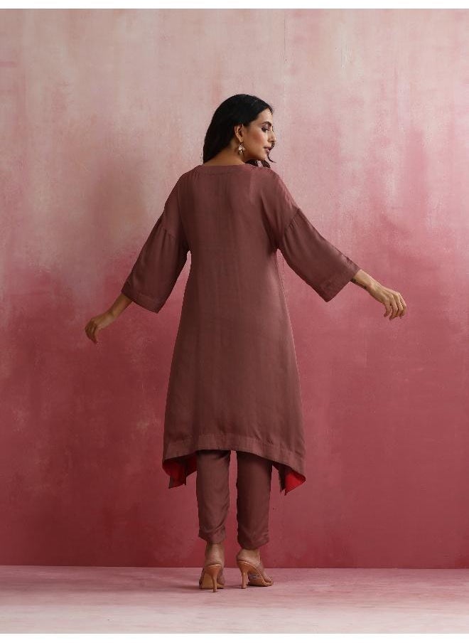 Brown Modal High low Kurta Set