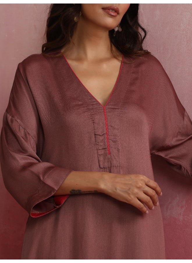 Brown Modal High low Kurta Set