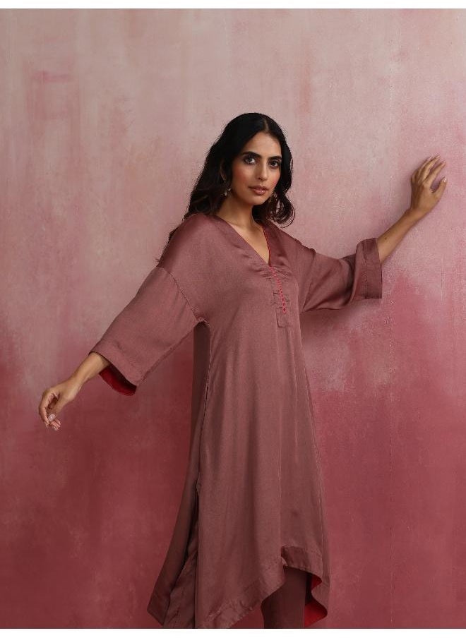 Brown Modal High low Kurta Set