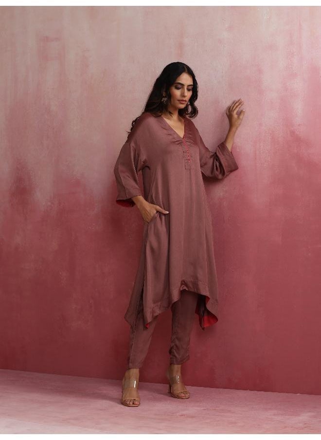 Brown Modal High low Kurta Set