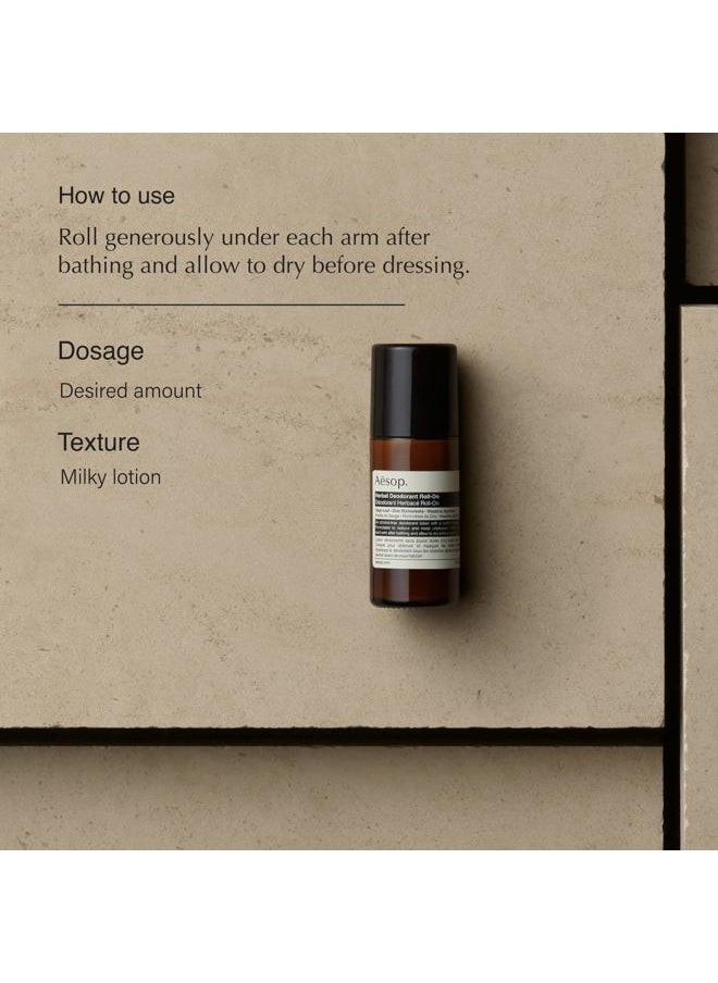 Herbal Deodorant Roll on | Alcohol Free | Reduces + Masks Underarm Odor | Sage Leaf, Zinc Ricinoleate, Wasabi Extract | 1.7 oz / 50mL
