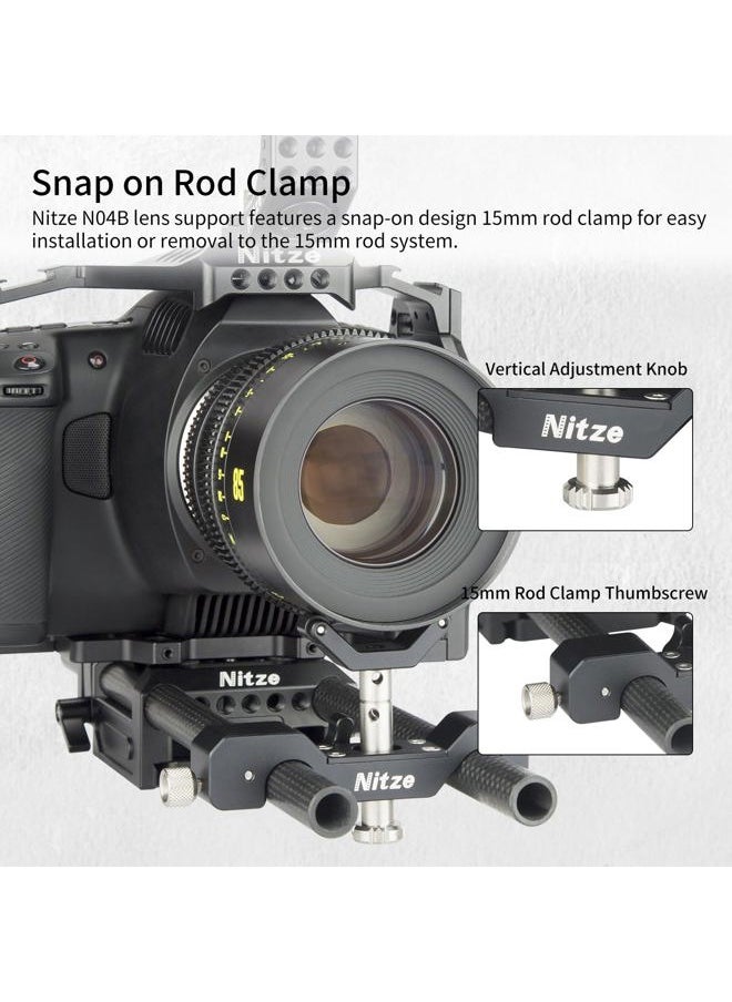 15mm Universal Lens Support with Rolling Y-Bracket and 1/4”, 3/8”and M3 Height Extension Posts - N04B