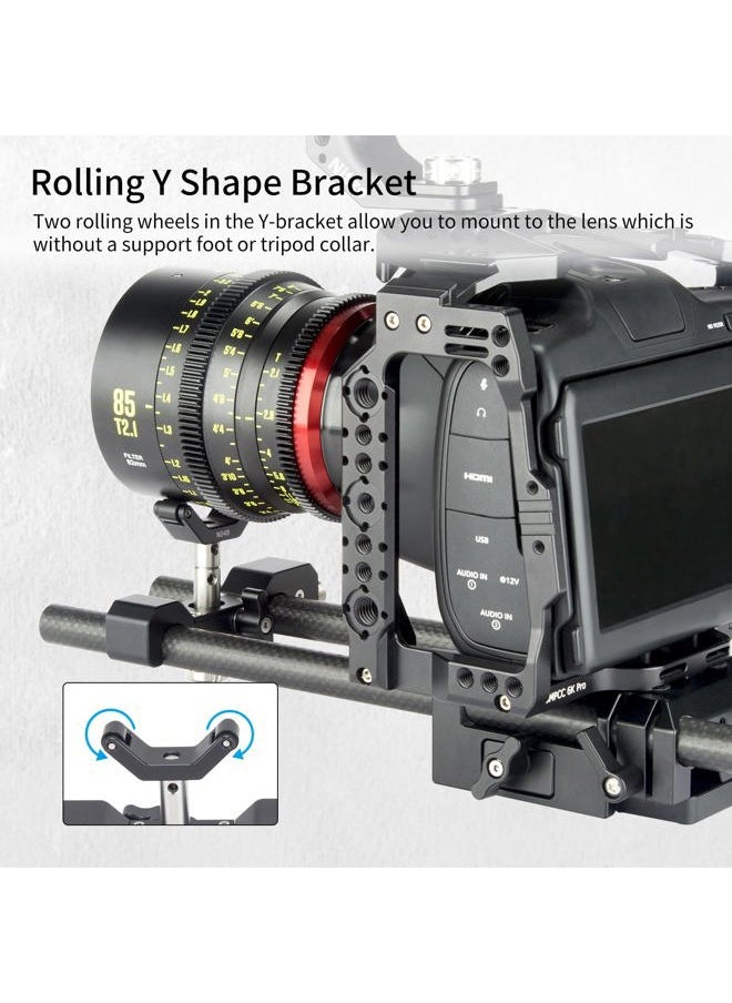 15mm Universal Lens Support with Rolling Y-Bracket and 1/4”, 3/8”and M3 Height Extension Posts - N04B