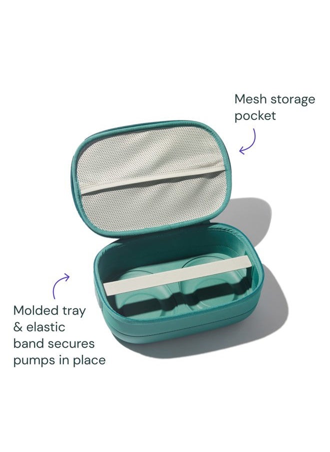 Breast Pump Carrying Case, Teal, Use with Hands Free Wearable Breast Pumps, Ultra Durable Hard Shell Breast Pump Case with Removable Tray, Compact and Discreet