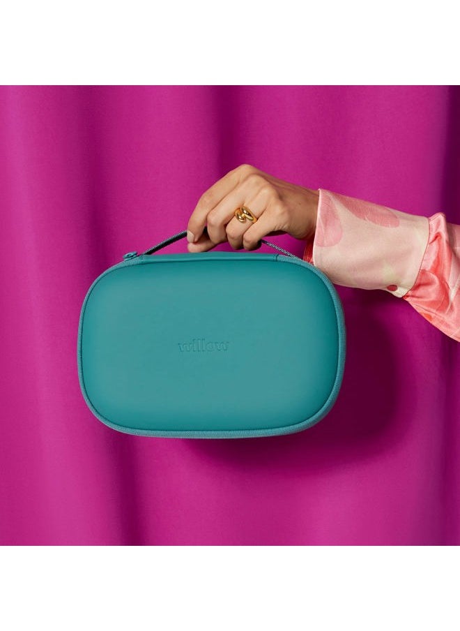 Breast Pump Carrying Case, Teal, Use with Hands Free Wearable Breast Pumps, Ultra Durable Hard Shell Breast Pump Case with Removable Tray, Compact and Discreet