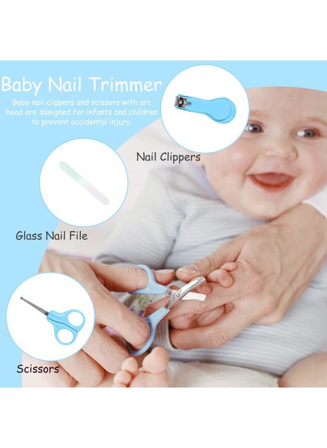 Baby Grooming Kit, Portable Baby Safety Care Kit with Baby Brush and Comb Set Baby Nail Trimmer Nasal Aspirator etc for Nursery Newborn Infant Girl Boys Keep Clean Baby Essentials (17 in 1 Blue)