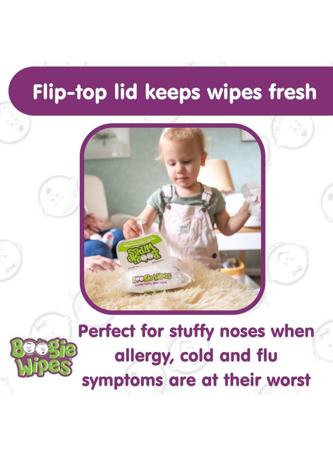 Saline Nose Wipes by Boogie, for Baby & Kids, Face, Hand & Body, FSA/HSA Eligible, Made with Vitamin E, Aloe, and Natural Saline, Unscented, 30 Count (Pack of 3)
