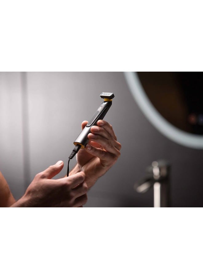 MicroTouch SOLO Titanium, Rechargeable Beard & Body Razor that Trims, Edges, Shaves, and Grooms