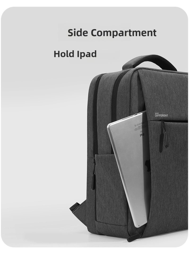 15.6'' Laptop Backpack Travel Notebook Computer Backpack Men Women Water Resistant Business Laptop Bag With USB Charging Port College School Casual Daypack Student Bookbag for Teens Boys Girls Spac Grey