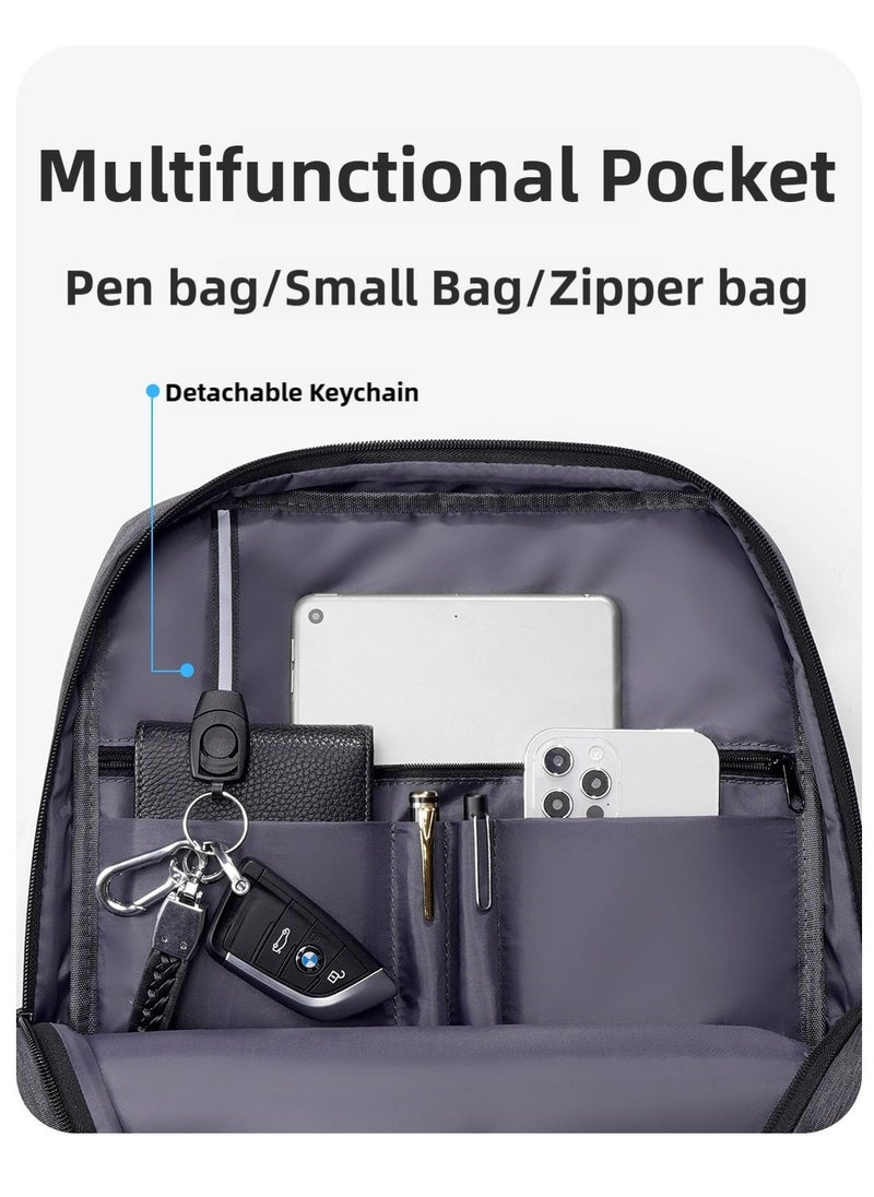 15.6'' Laptop Backpack Travel Notebook Computer Backpack Men Women Water Resistant Business Laptop Bag With USB Charging Port College School Casual Daypack Student Bookbag for Teens Boys Girls Spac Grey