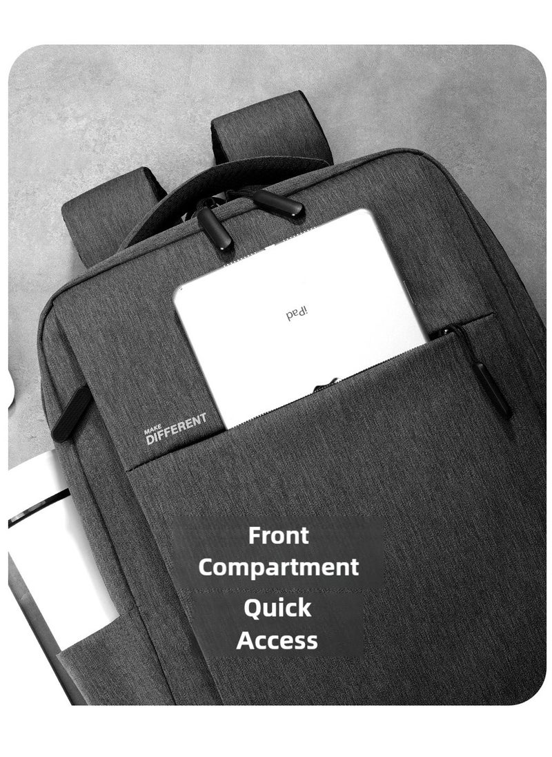 15.6'' Laptop Backpack Travel Notebook Computer Backpack Men Women Water Resistant Business Laptop Bag With USB Charging Port College School Casual Daypack Student Bookbag for Teens Boys Girls Spac Grey