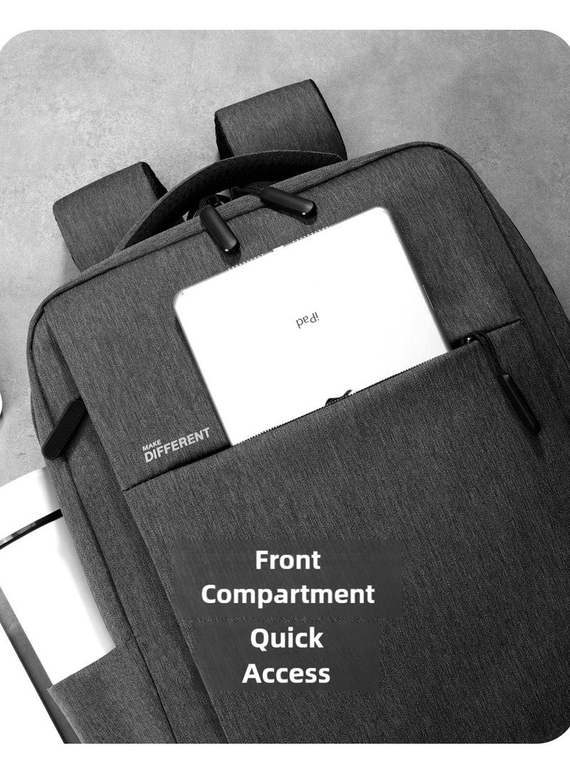 15.6'' Laptop Backpack Travel Notebook Computer Backpack Men Women Water Resistant Business Laptop Bag With USB Charging Port College School Casual Daypack Student Bookbag for Teens Boys Girls Black