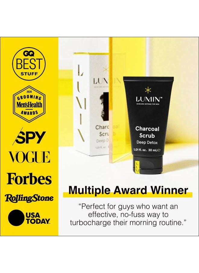 Charcoal Scrub Deep Detox for Men - Face Cleanser for Men, Pre Shave Scrub, A charcoal face exfoliator that refreshes & rejuvenates the skin, Suitable for all skin types, 30ml, 1-Pack