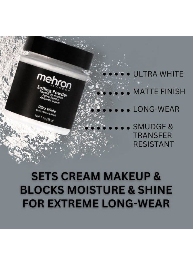 Makeup Setting Powder | Loose Powder Makeup | Loose Setting Powder Makeup Perfect for Halloween 1 oz (28 g) (Ultra White)