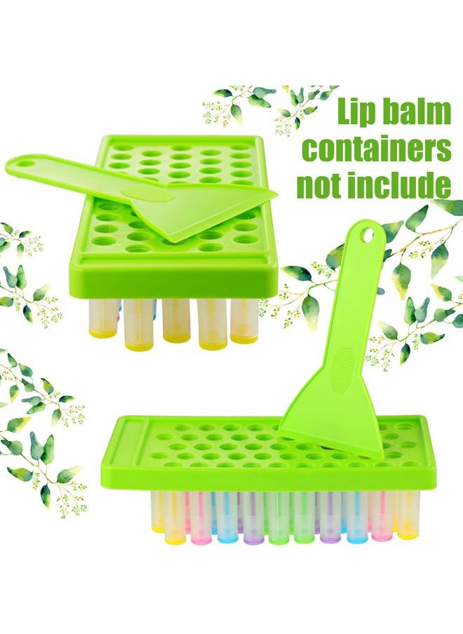 2 Sets Lip Balm Tray and Spatula Portable Lip Balm Filling Tray and Spatula Set Lip Balm Tube Holder Lip Balm Tubes Tray Lip Balm Containers Lip Gloss Making Kit(Green)