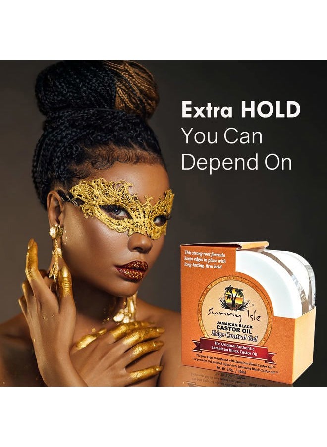 Jamaican Black Castor Oil Edge Control Gel 3.5oz, Adds Moisture & Shine to Hair, Conditioning Extra Hold Control, Smoother & Clear Styling Edge and Frizz Tamer