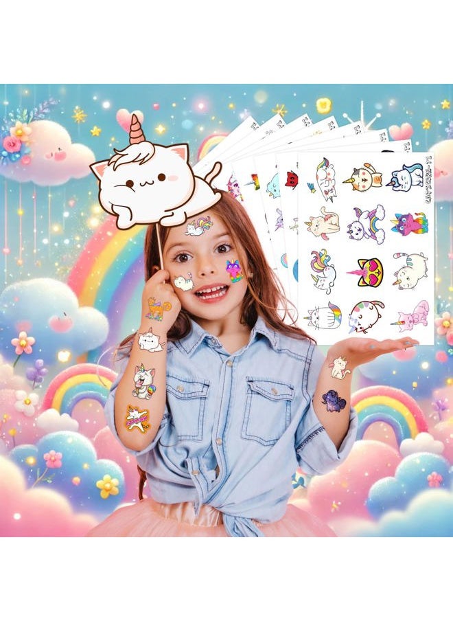 Caticorn Temporary Tattoos 96PCS, Assorted Colors, Small Size, Perfect for Kids Birthday Parties