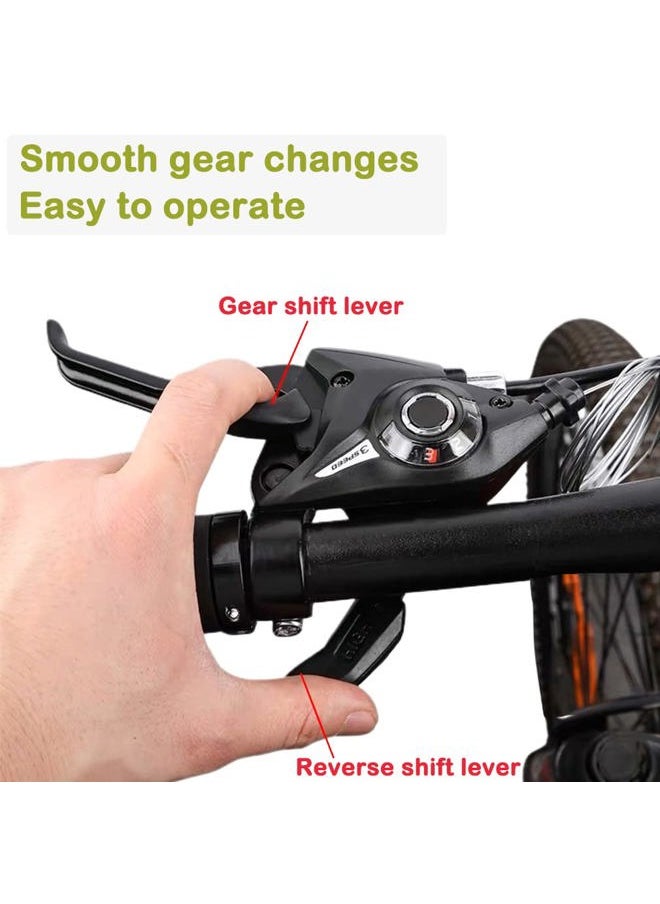 1 Pair 3x7 / 3x8 Speed Bike Brakes Levers Shifters with Gear Indicator and Brake Cables Compatible with Mountain Bike, Road Bike (3 x 8 Speed)
