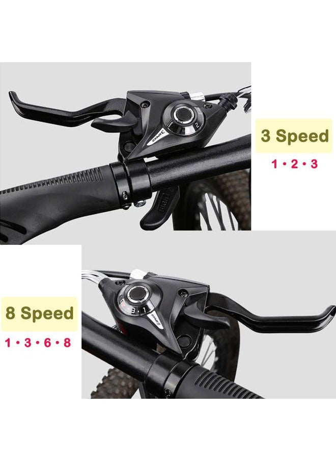 1 Pair 3x7 / 3x8 Speed Bike Brakes Levers Shifters with Gear Indicator and Brake Cables Compatible with Mountain Bike, Road Bike (3 x 8 Speed)